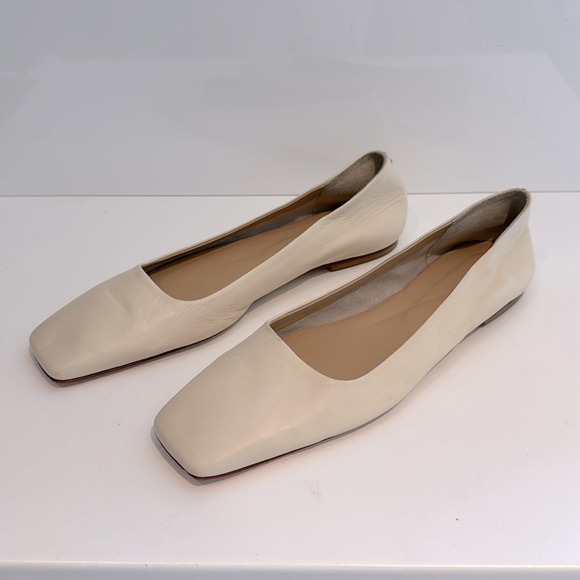 AEYDA Ida Cream Italian Lambskin Leather Ballet Flats Ballerina Square Toe - Picture 13 of 13